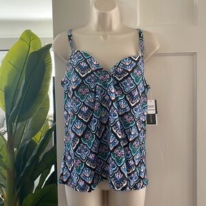 NWT Island Escape  Underwire Tankini Top Black 8